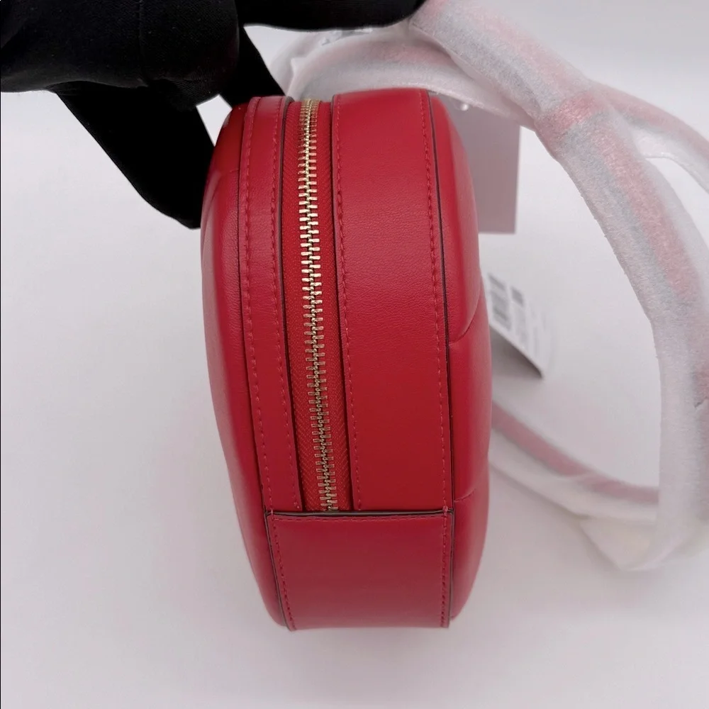 Kate Spade Love Shack Quilted 3D Heart Crossbody Ruby Red